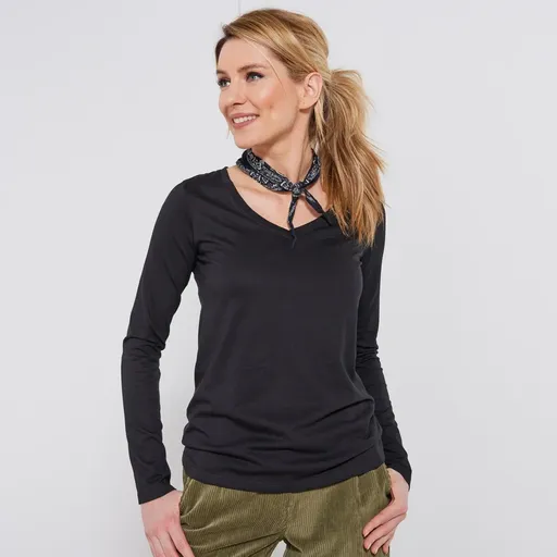 Tričko s výstrihom do V a dlhými rukávmi