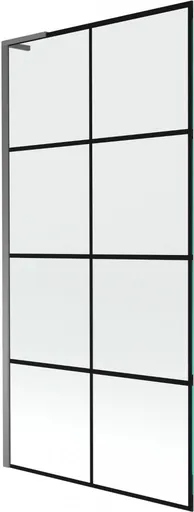 MEXEN/S - Next L vaňová zástena FIX 90 x 150, čierna vzor, grafit metal 895-090-000-03-77-95