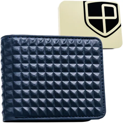 Tmavomodrá pánska peňaženka s módnym geometrickým vzorom - Peterson