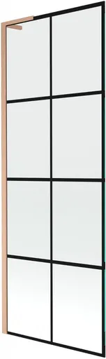 MEXEN/S - Next L vaňová zástena FIX 70 x 150, čierna vzor, meď kartáčovaná 895-070-000-03-77-65