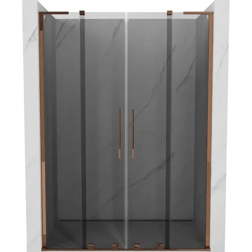 MEXEN/S - Velar L Duo posuvné sprchové dvere 140, grafit, ružové zlato 871-140-003-42-60