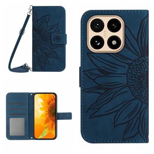 ART SUNFLOWER Peňaženkový kryt so šnúrkou pre Xiaomi 15T modrý