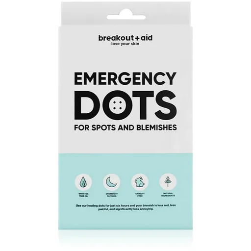 breakout + aid Emergency Dots For Spots and Blemishes lokálna starostlivosť proti akné na tvár, dekolt a chrbát s čajovníkovým olejom 72 ks