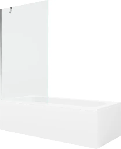 MEXEN/S - Vega obdĺžniková vaňa 180 x 80 cm s panelom + vaňová zástena 100, transparent, chróm 550118080X9510000001