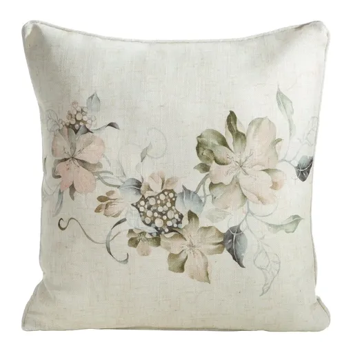 ArtFir Obliečka na vankúš LEN 39 | prírodná/zelená 45 x 45 cm