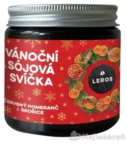 LEROS VIANOČNÁ SÓJOVA SVIEČKA vonná sviečka s vôňou červeného pomaranča & škorice 120ml