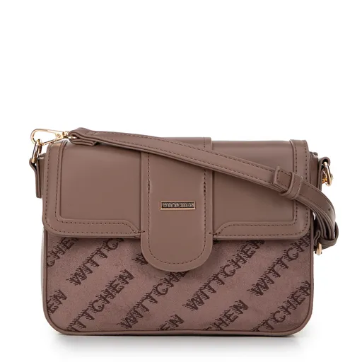 Dámska listová kabelka z ekokože s logom béžová 99-4Y-522-9