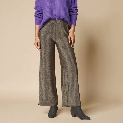 Široké nohavice z trblietavého úpletu