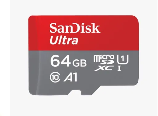 SanDisk MicroSDXC karta 64 GB Ultra (140 MB/s, A1 Class 10 UHS-I) + adaptér