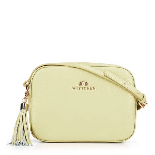 Dámska kožená listová kabelka boxová s brmbolcom citrónová 29-4E-014-YY