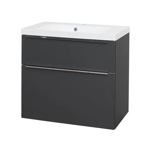 Mereo Mailo, kúpeľňová skrinka s umývadlom z liateho mramoru 81 cm, antracit, chróm madlo CN531M