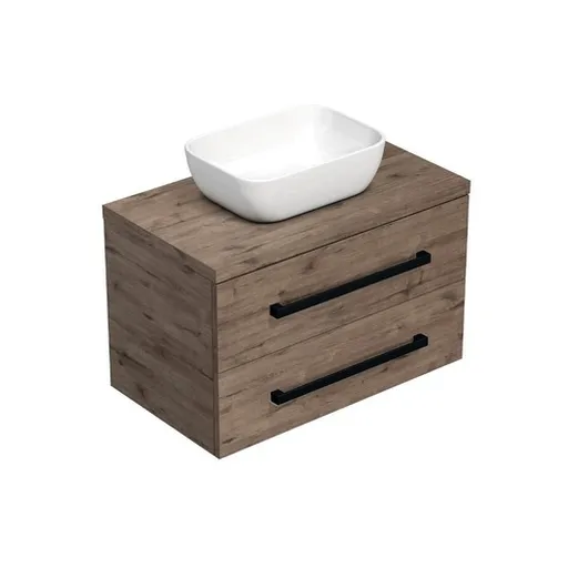 Kúpeľňová skrinka s čiernou úchytkou a krycí doskou SAT Cube Way 80x47,5x46 cm dub Wellington mat CUBE46C803DW45