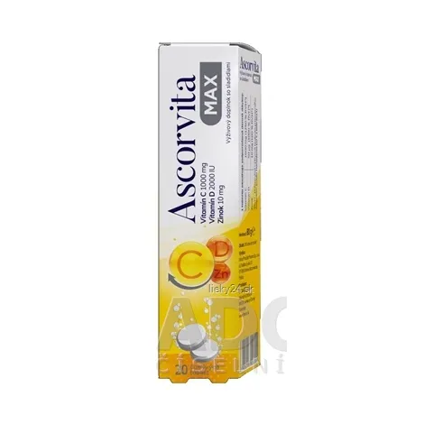 ASCORVITA MAX sumive tablety- vitaminC,D.Zinok 20tbl