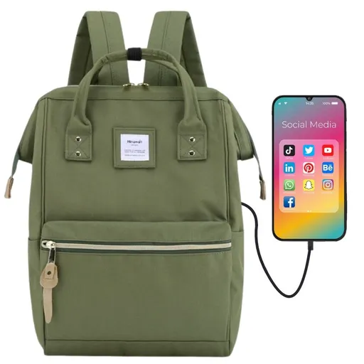 Moderný zelený cestovný ruksak s USB portom - Himawari