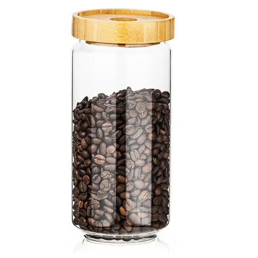4Home Sklenená dóza na potraviny s viečkom Bamboo Style, 1000 ml, 1000 ml