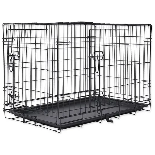 Dog Fantasy klietka skládacia M čierná 2 dvere 75 x 46 x 53 cm
