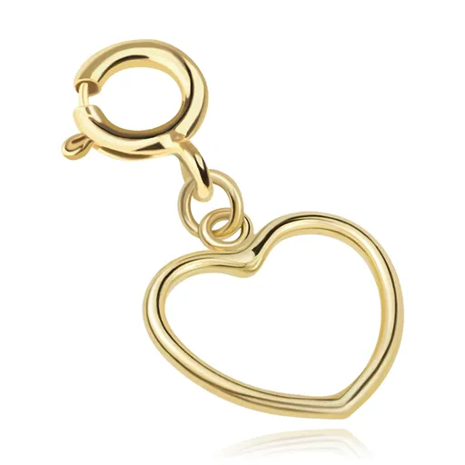 Odopínateľný prívesok na náramok v žltom 9K zlate - hladký obrys srdca
