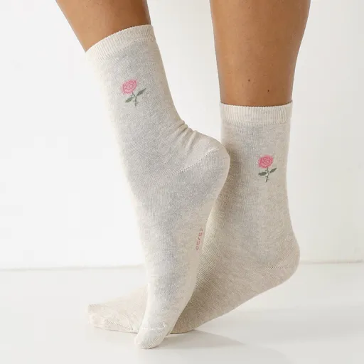Súprava 7 párov ponožiek s potlačou ružičky