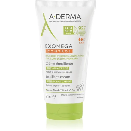 A-Derma Exomega Control Emollient Cream telový krém pre veľmi suchú citlivú a atopickú pokožku 50 ml