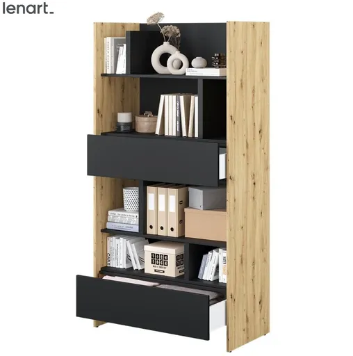 Dig-net nábytok Regál Lenart BED CONCEPT BC-28 | dub artisan / čierna