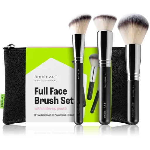 BrushArt Professional Full Face brush set with makeup pouch Sada štetcov s taštičkou Black