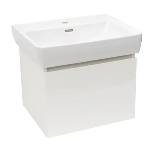 Kúpeľňová skrinka s keramickým umývadlom Laufen Naturel Project 52,5x40x45,3 cm biela lesk PROJECT60BI