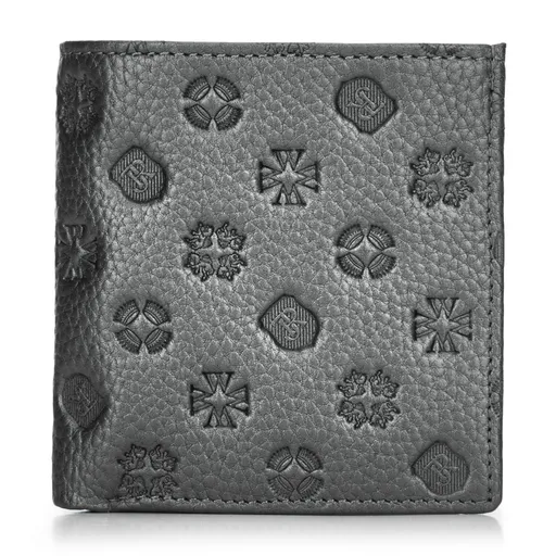 Malá dámska kožená peňaženka s embosovaním strieborná 99-1E-363-S