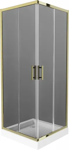 MEXEN/S - Rio sprchovací kút štvorec 80 x 80, grafit, zlato + vanička Rio vrátane výpuste 860-080-080-50-40-4510