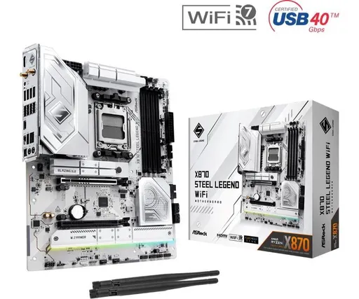 ASRock MB Sc AM5 X870 STEEL LEGEND WIFI, AMD X870, 4xDDR5, 1xHDMI, 2xUSB4, WI-FI