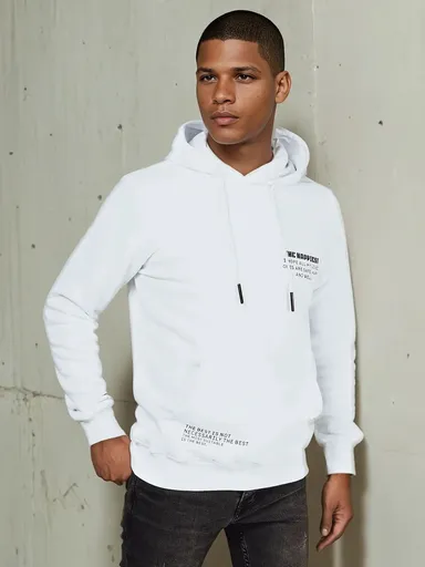 Pánska biela mikina s kapucňou Dstreet BX5686