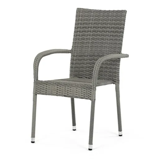 Autronic Záhradná stolička, kov, polyratan, sivá, AZ C-S2114 GREY