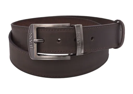 Pánsky kožený opasok 747-40-33 tmavohnedý šitý pracka Jeans II