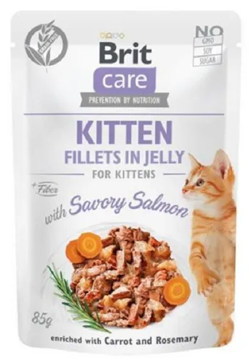 Brit Care cat Kitten Fillets in Jelly with Savory Salmon kapsičky pre mačiatka 24x85g
