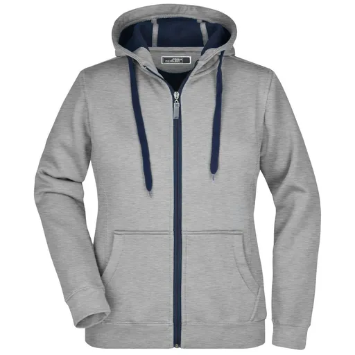 James & Nicholson (Daiber) Dámska dvojfarebná mikina JN354 - Športovo šedá / tmavomodrá | M
