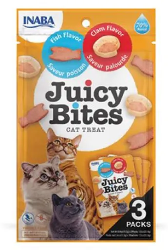 Maškrta pre mačky Inaba Juicy Bites cat Ryba & Mušľa 3x11,3g