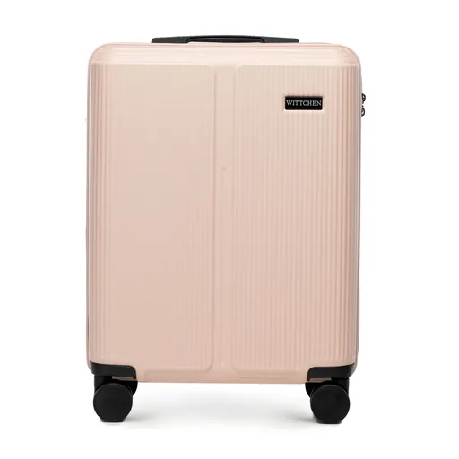 Malý kufor ABS s jemnými pruhmi, púdrová ružová 56-3A-601-34P