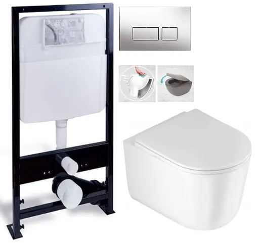 PRIM predstenový inštalačný systém s chrómovým tlačidlom 20/0041 + WC DEANTE Jasmin so sedadlom RIMLESS PRIM_20/0026 41 JA1