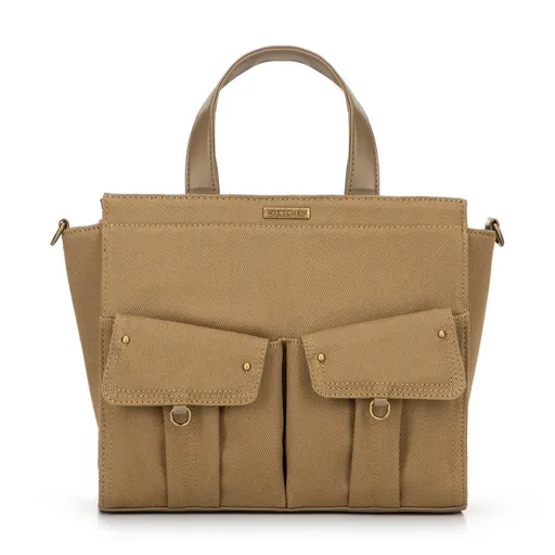 Dámsky kabelka s prímesou bavlny khaki 100-4Y-440-Z