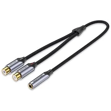 Vention Cotton Braided 3,5 mm Female to 2-Female RCA Audio Cable 0,3 m Gray Aluminum Alloy Type (BCOHY)