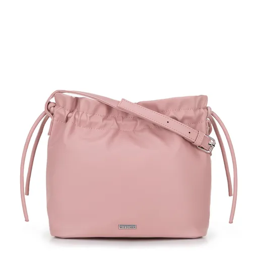 Dámska crossbody kabelka s dekoratívnymi viazaniami ružová 100-4Y-435-P