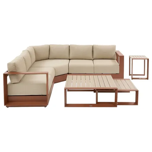 Hliníková rohová zostava pre 5 osôb MADRID NEW (mahagón)