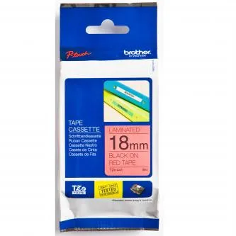 Brother originál páska do tlačiarne štítkov, Brother, TZE-441, černý tlač/červený podklad, laminovaná, 8m, 18mm