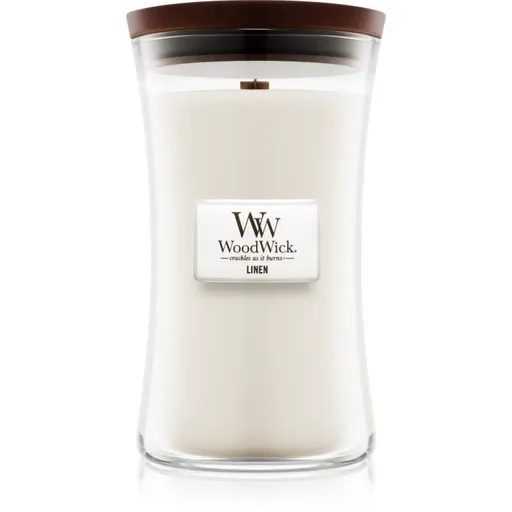 Woodwick Linen vonná sviečka s dreveným knotom 609.5 g