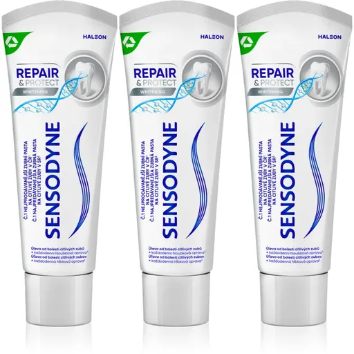 Sensodyne Repair & Protect Whitening bieliaca zubná pasta pre citlivé zuby 3x75 ml