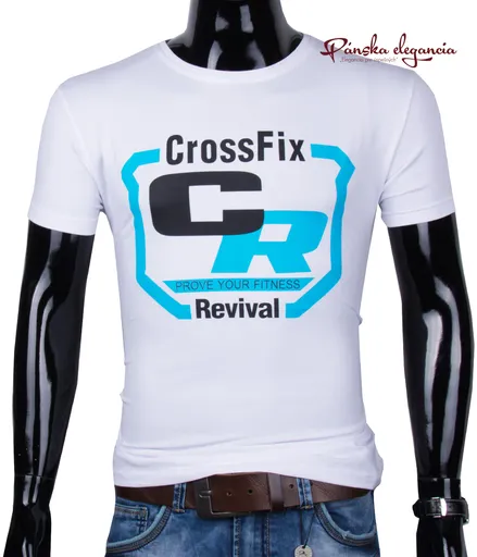 Biele pánske tričko s prednou potlačou.