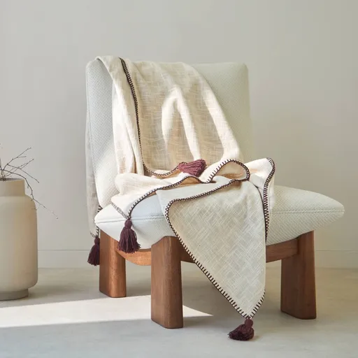 Jednofarebný pléd z textúrovanej bavlny