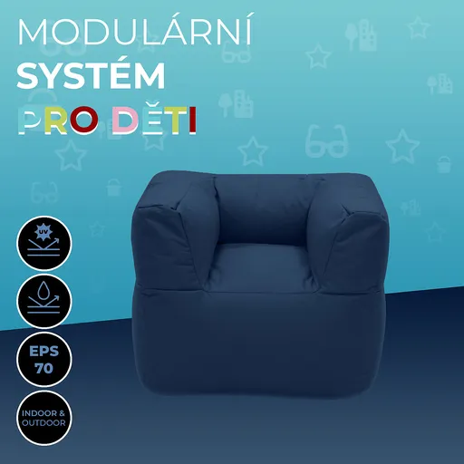 DEOKORK Záhradné detské textilné kreslo MODULTEX KIDS (tmavo modrá)