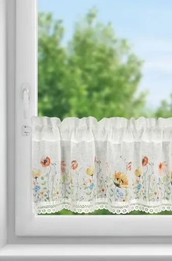 ArtFir Krátka záclona NATI P | biela/červená 150 x 30 cm