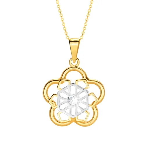 Zlatý náhrdelník 585 - vypletaný kvet, číry zirkón