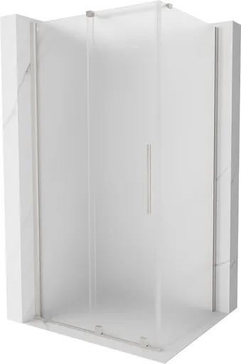MEXEN/S - Velár sprchovací kút, posuvné dvere 140 x 100, dekor, nikel kartáčovaný 871-140-100-31-97